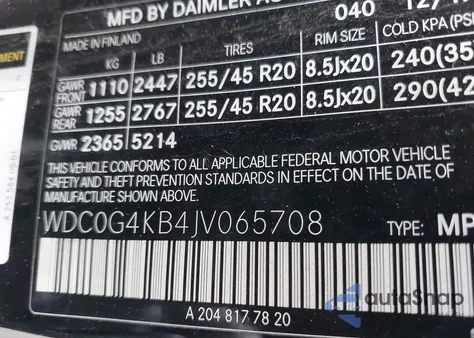 2018 Mercedes-Benz Glc 300 4Matic z USA, uszkodzony, nr VIN WDC0G4KB4JV065708